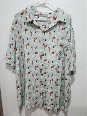 Caribbean Mens Shirt Short Sleeve Button Down Hawaiian Style Parrots Size 3XT